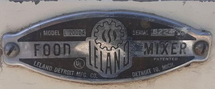Used Mixer, Paddle, 5 CF, S/st, 200 lb., Leland, Mdl. 200DA70, #S744536