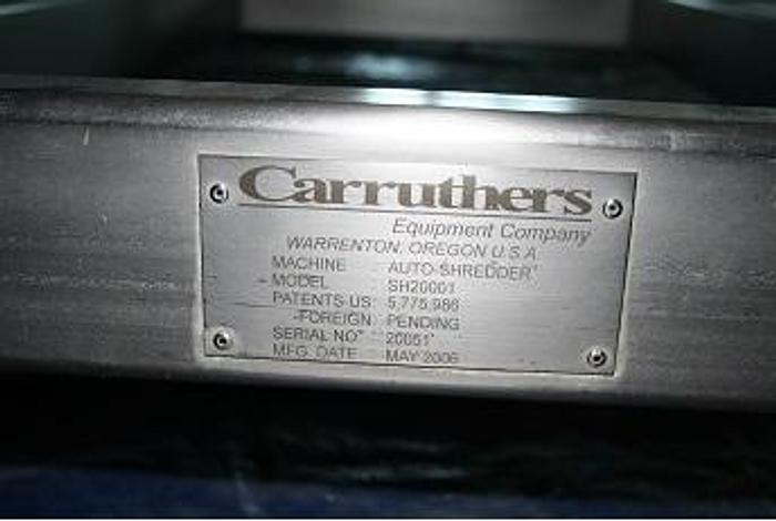 Used Carruthers Auto Shredder; Md#SH20001