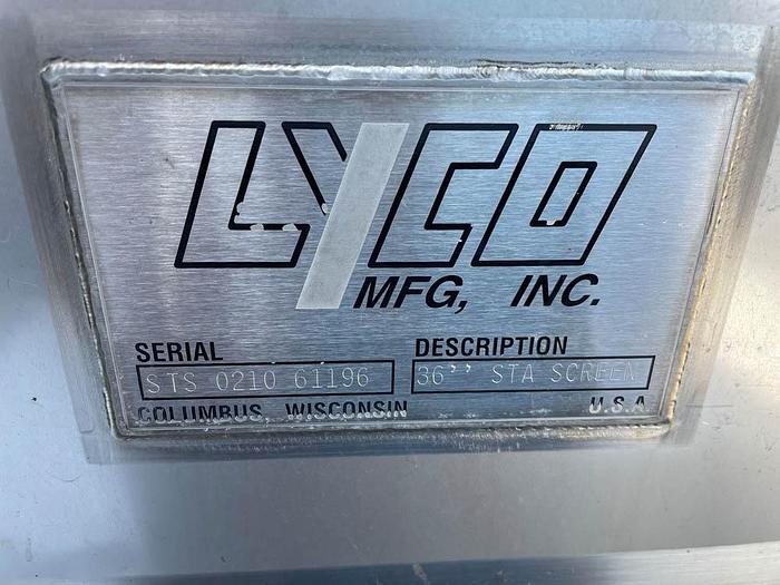 Used Lyco Mfg. Stationary Product/Waste Water Dewatering Screens