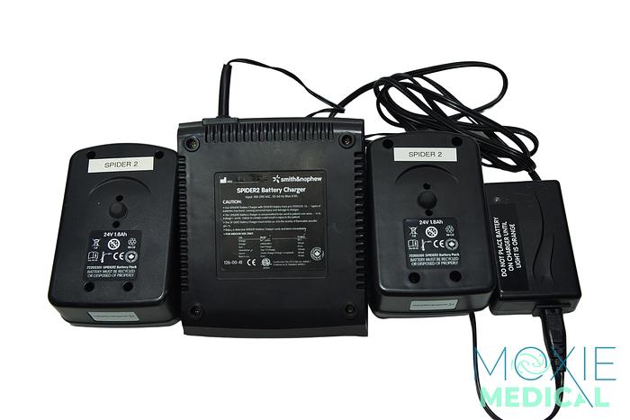 Used Smith & Nephew Spider 2 Batteries And Charger 72203301, 72203840