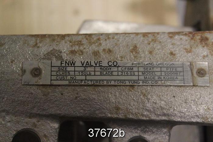 Used FNW 3" Hand Operated Knife Gate Valve, 2000BT #37672