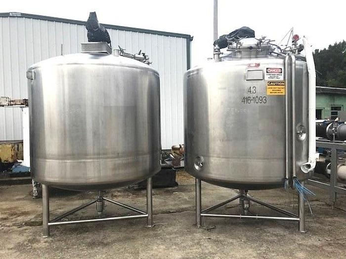 Used 1200 GALLON (4500 LITER) SANITARY PHARMACEUTICAL REACTORS/FERMENTERS
