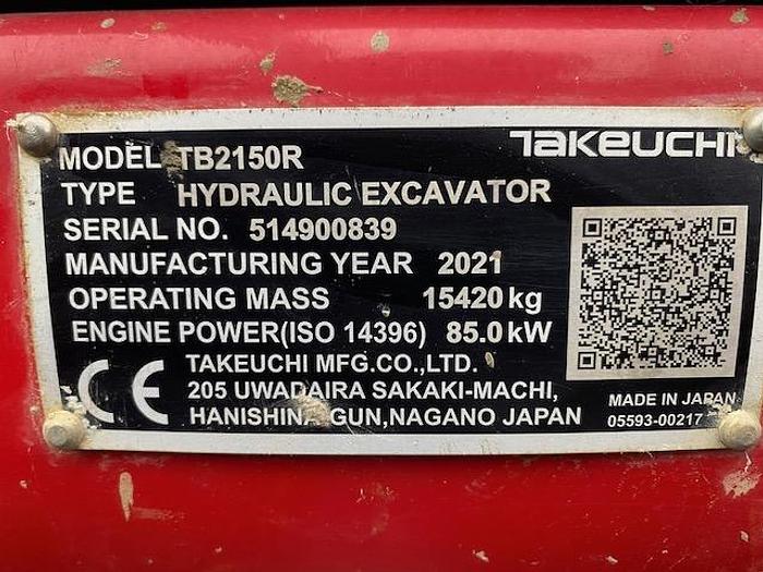 Used 2021 takeuchi TB2150R