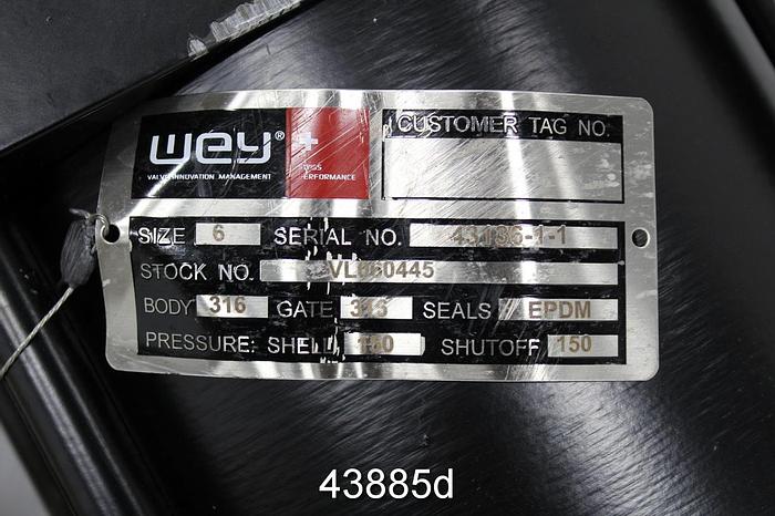 Used Wey Valve 6" Air Operated Knife Gate Valve, CF8M Body #43885