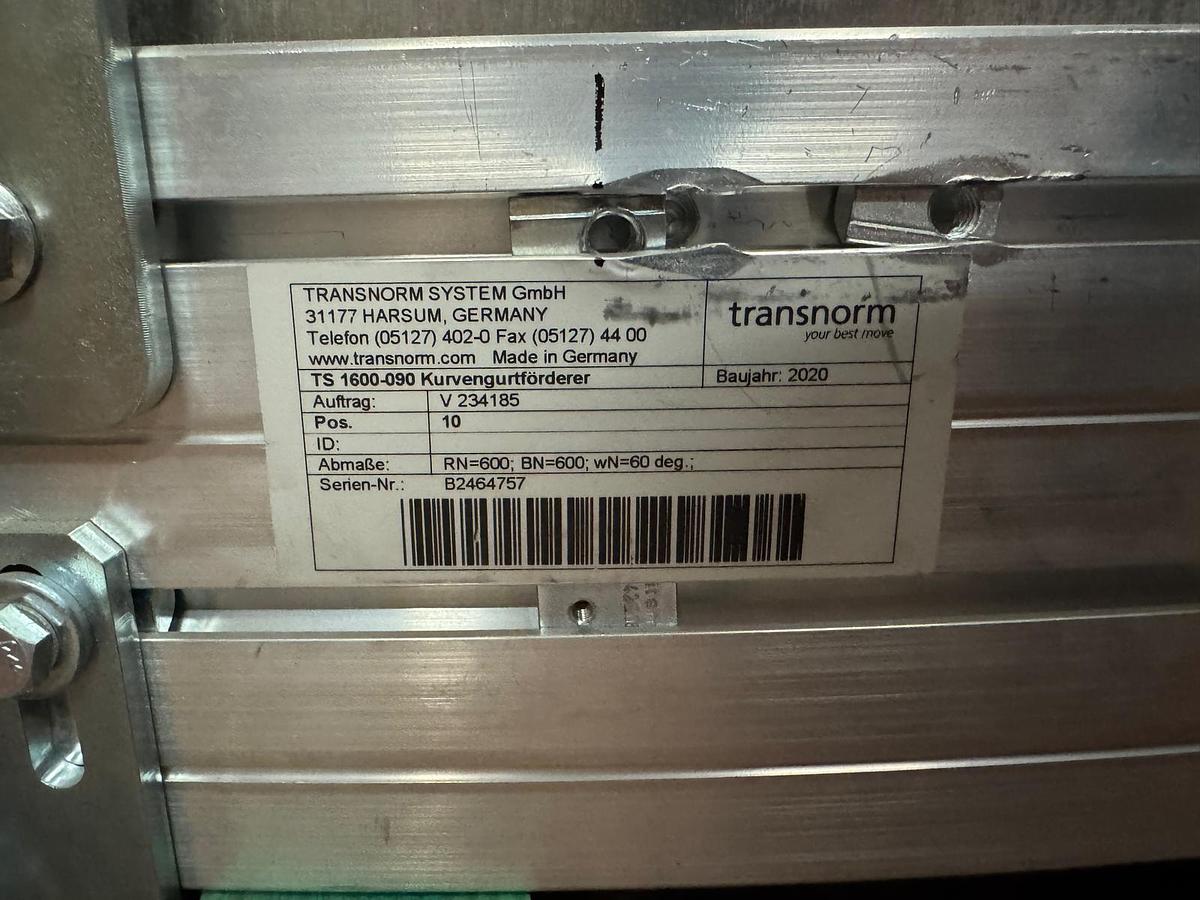 Used 2020 Transnorm Gurtbandförderkurve, Förderbandkurve 60 Grad