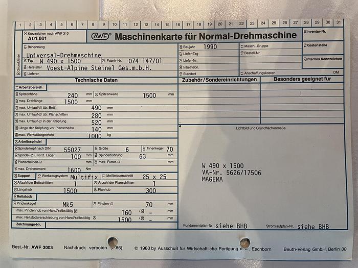 Gebruikt Weipert-Voest-Alpine W490/1,5
