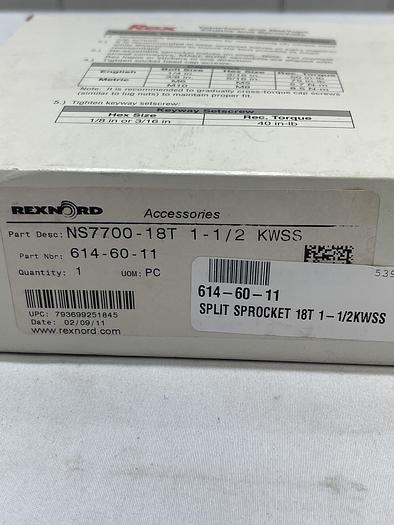 Rexnord NS7700-18T 1-1/2 KWSS 614-60-11