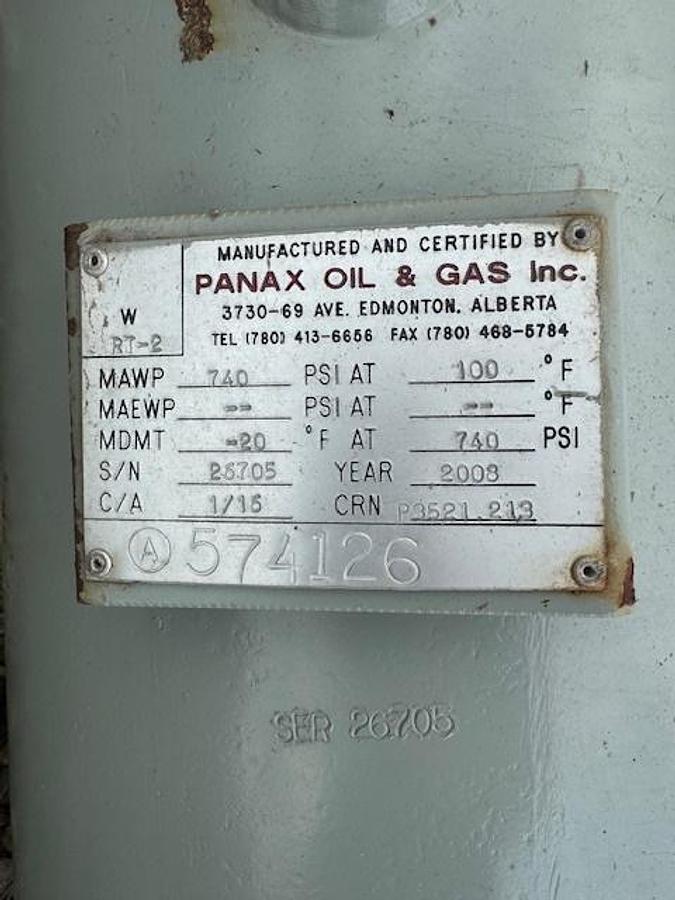 16" x 5' 740 PSI Sweet Separator Vessel