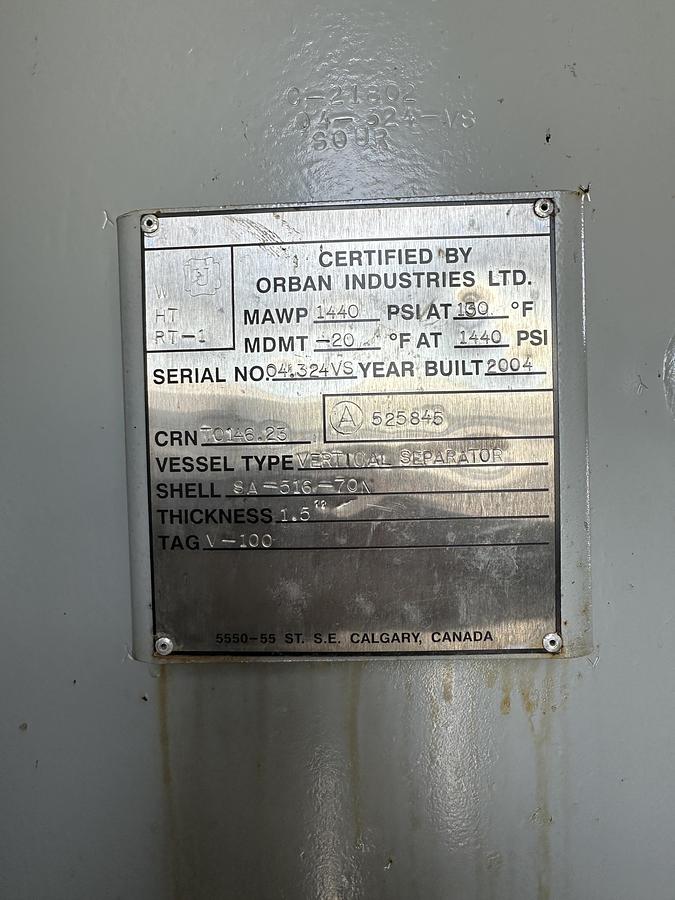 Refurbished 36" 1440 PSI Vertical Sour 3 Phase Trailer Mounted Test Separator Package