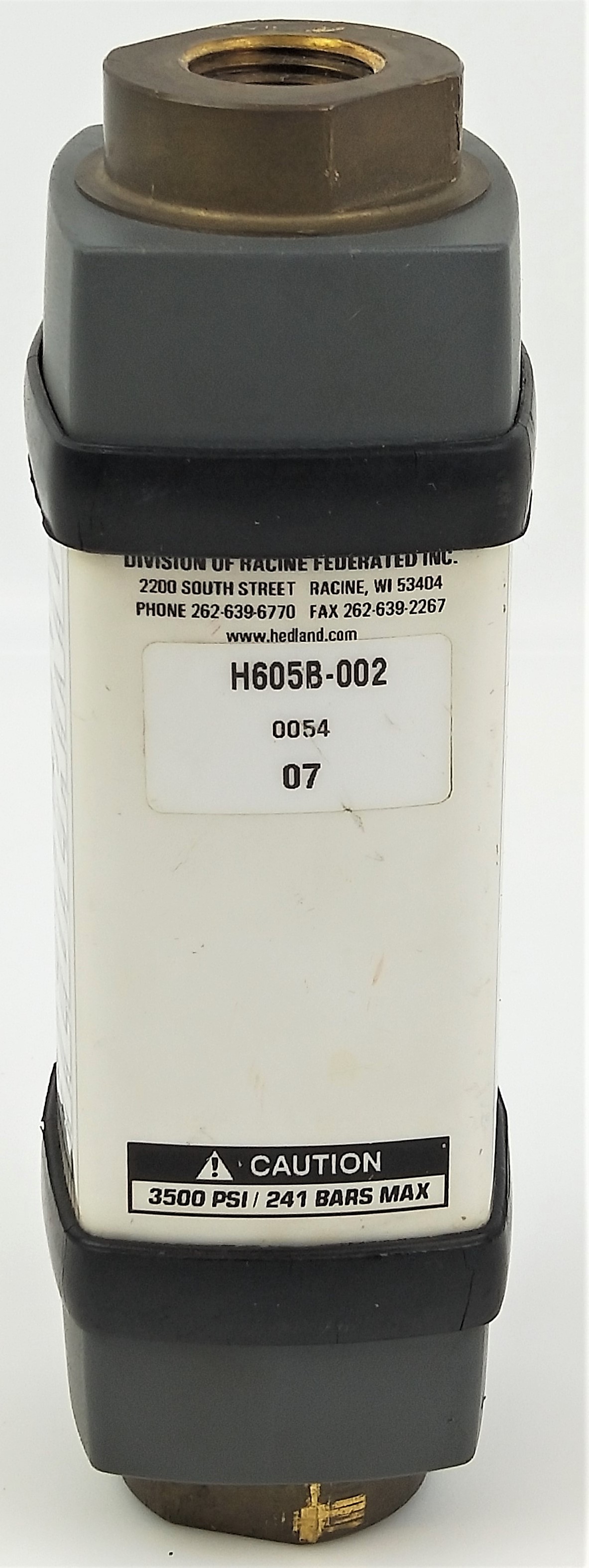 Used Hedland H605B-002 1/2" Brass Variable Area Water Flow Meter