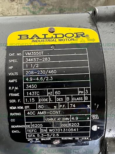 Used Leybold / Ruvac  WA251US Roots Vacuum Pump / Blower w/ Baldor VM3550T Motor