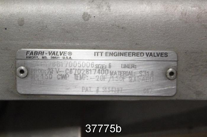 Used Fabri 6" Hand Operated Knife Gate Valve, C67 #37775