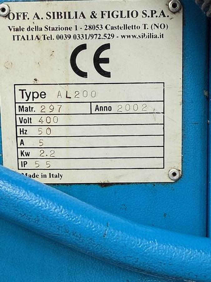 Usato ASPIRATORE INDUSTRIALE SIBILIA MOD. AL200