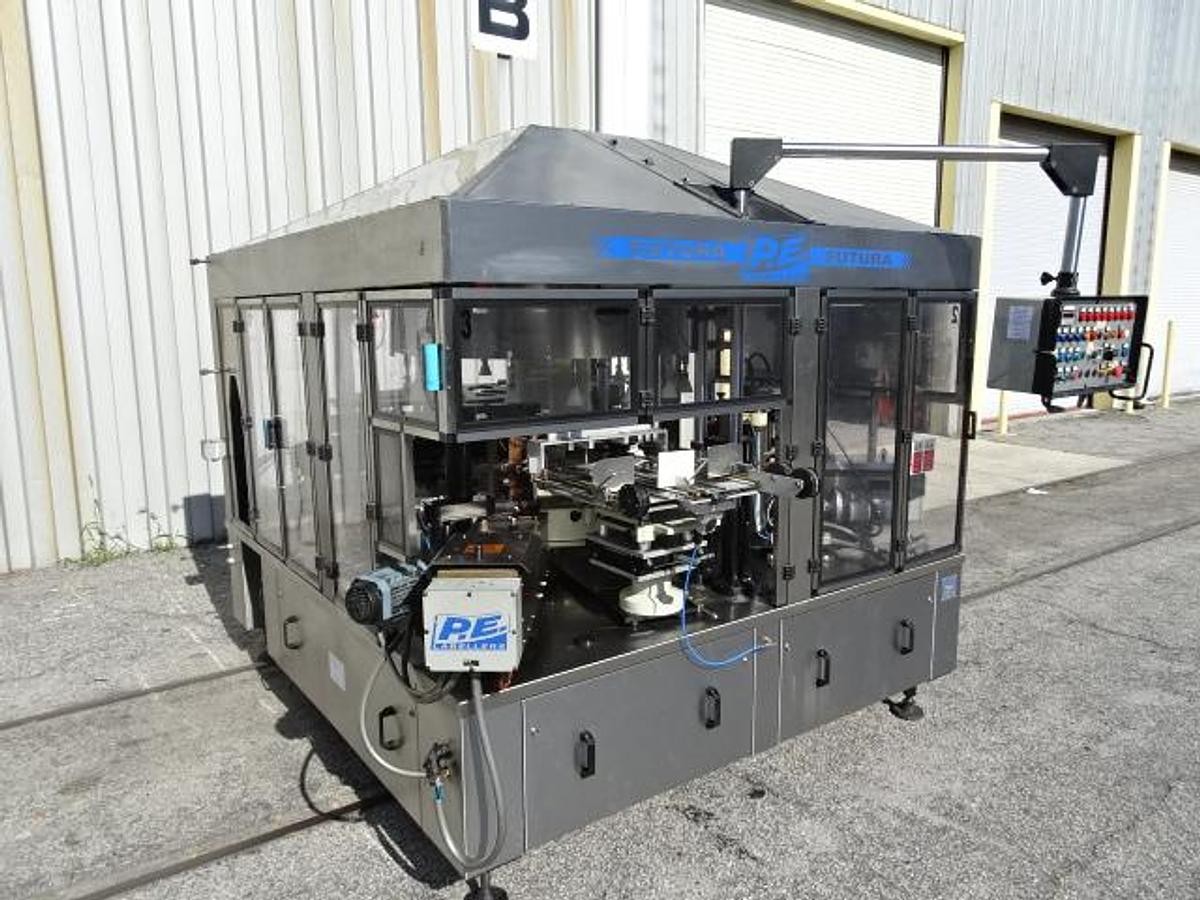 Used P.E. Labellers Futura S Cut & Stack Hot Melt Labeler