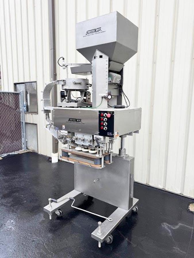 Used SureKap 6-Spindle Inline Screw Capper with Hopper