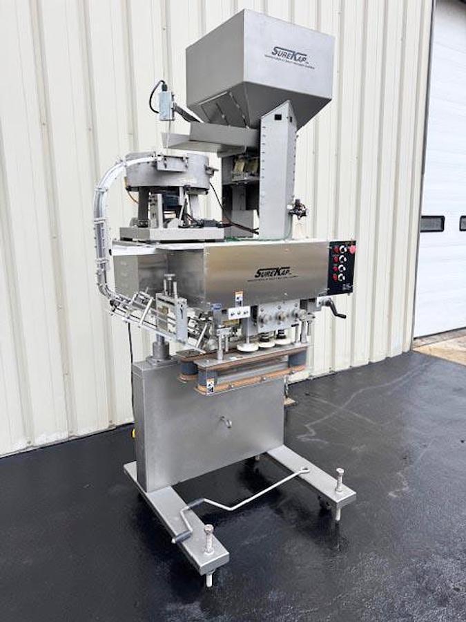 Used SureKap 6-Spindle Inline Screw Capper with Hopper
