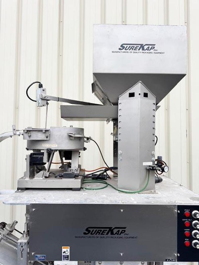 Used SureKap 6-Spindle Inline Screw Capper with Hopper