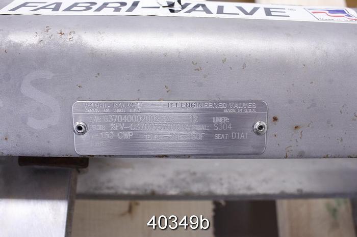 Used Fabri 12" Air Operated Knife Gate Valve, Stainless Steel #40349