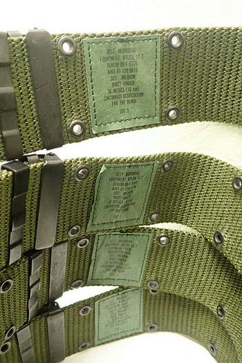 Used Lot of 10 U.S. Military LC-2 Green Pistol Belts, Size Medium, Waist Under 30"