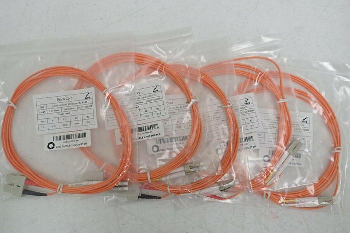 Used Lot of 5 RoHS LCSCDUPMM-3M LC/PC to SC/PC Duplex 62.5/125 Patch Cords, 3 Meter