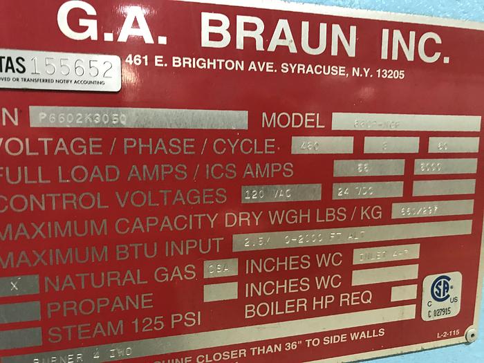 Used 2003 BRAUN 660LB GAS DRYER