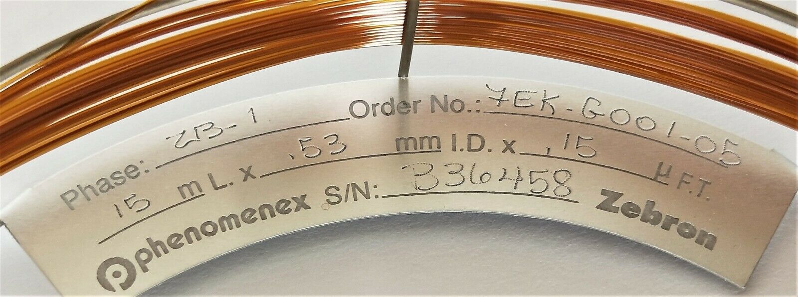New open box Zebron ZB-1 (7EK-G001-05) Capillary Column (15M x 0.53mm x 0.15µm)