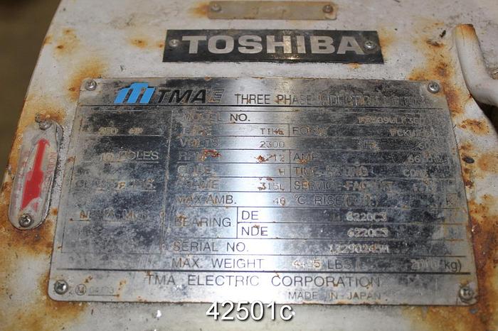 Used Toshiba TIKE FCKW21 A/C Motor, 250 Hp, 720 Rpm, 315L Frame #42501