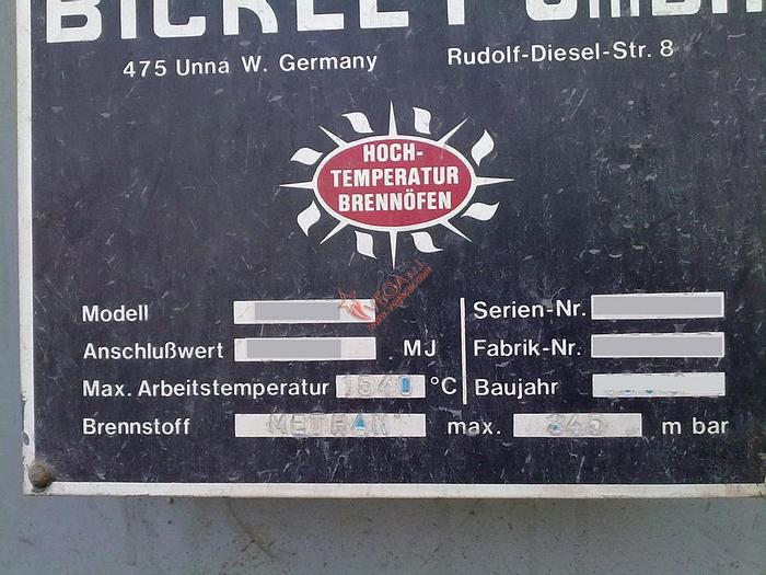 Used Bell type turbo kiln BICKLEY for High Temperature firing mod. ISO-JET