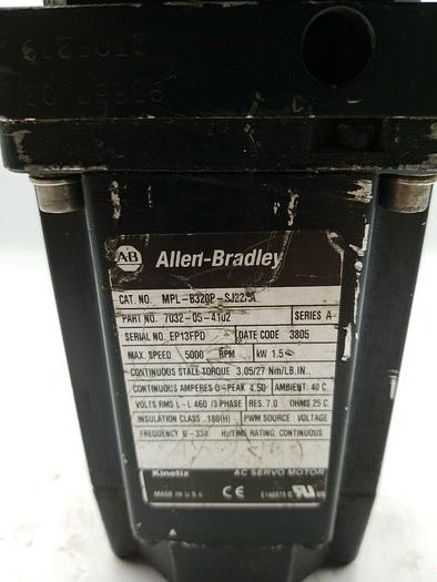 Used Allen-Bradley MPL-B320P-SJ22AA AC Servo Motor, Stober TYPE-P301SPN0050M