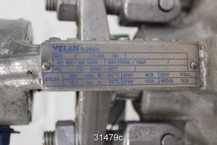 Used Velan API600/10434 3" Hand Operated Gate Valve #31479