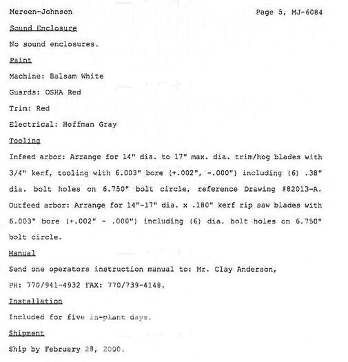 Used 2000 Mereen Johnson 424-DC-2+4 Gang Rip Saw