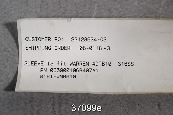 Unused Warren 4DTB10 Pump Shaft Sleeve, 65900196 #37099