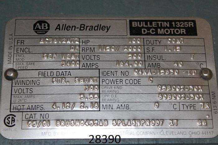 Used Allen Bradley  Allen Bradley 100 Hp Dc M #28390