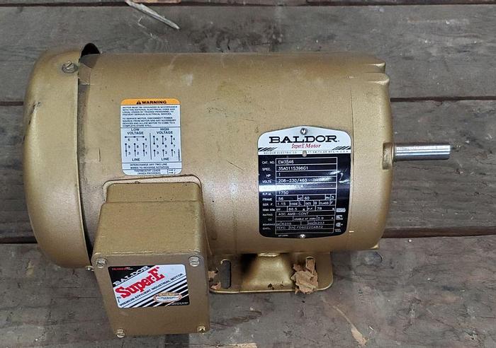 Used Motor, 1 HP, Baldor, 1750 RPM Out, 208-230/460V (2) #S743674