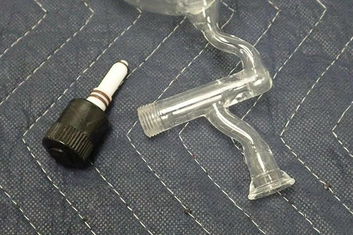 Used Kimax 250ml Glass Round Tube-Bottom Distillation Flask with Adapter / Joint