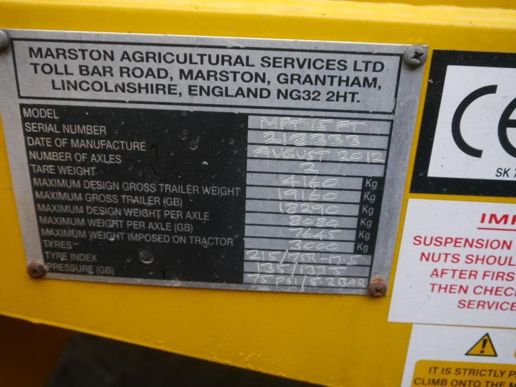 Used AS Marston MPT15FT Low Loader Trailer