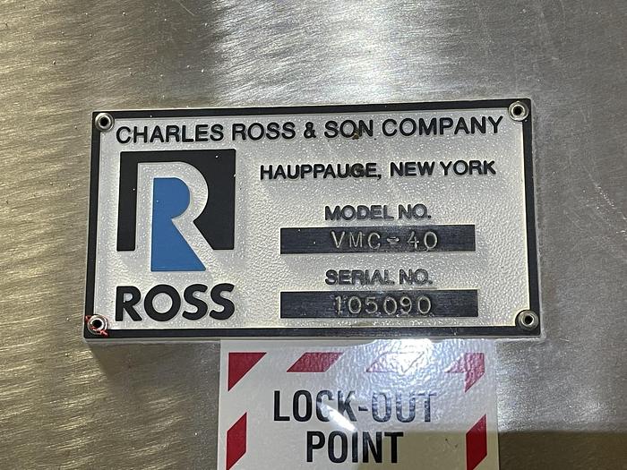 Used 40 GALLON ROSS TRIPLE MOTION VACUUM MIXER WITH DISCHARGE RAM - S/S - VACUUM - JACKETED