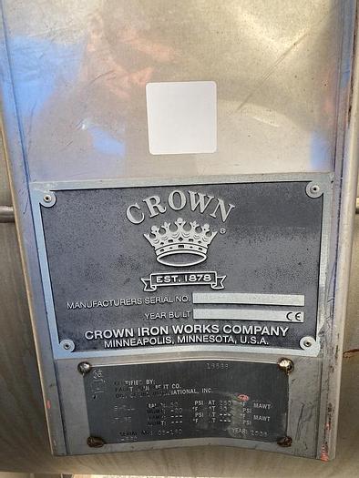 Used Used Crown Iron Works approximately 2000 gallon 904L stainless steel horizontal tank