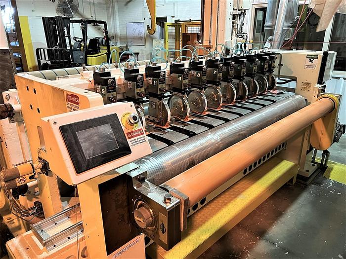 Used 84" ASSOCIATED MACHINE DESIGN TWO DRUM SLITTER REWINDER 4500 FPM 66" DIAMETER