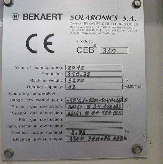 Used 12 MMBTU/HR AEREON COMBUSTION BURNER – MODEL CEB 350 (#9806)