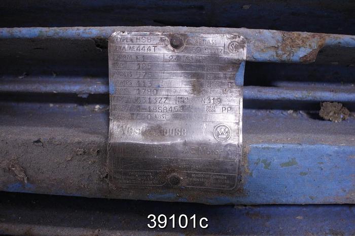 Used Westinghouse HSB 125 Hp Ac Motor, 575 Volt, 1780 Rpm, 444T Frame #39101