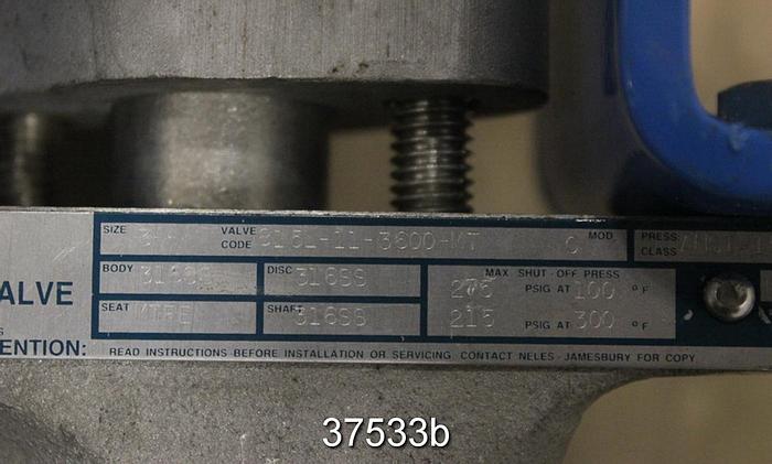 Used Neles Jamesbury 3" Air Operated Butterfly Valve, 815L-11-3600 MT #37533