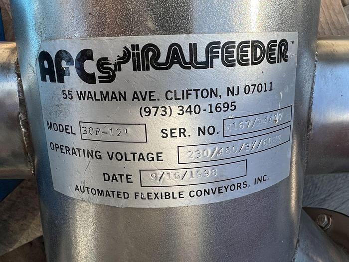 Used Conveyor, Flexible Screw, 3" x 10.5', S/st, AFC Spiralfeeder #S744890