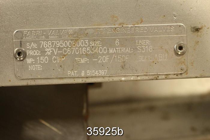 Used Fabri 6" Hand Operated Knife Gate Valve #35925