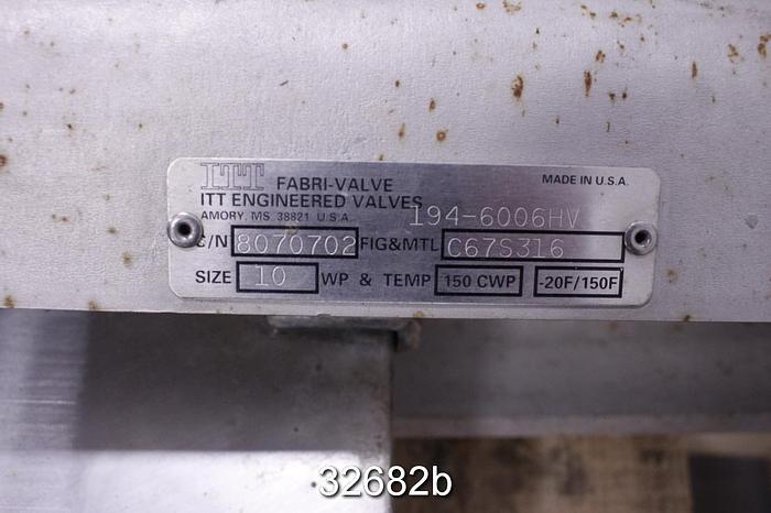 Used Fabri 10" Air Operated Knife Gate Valve #32682