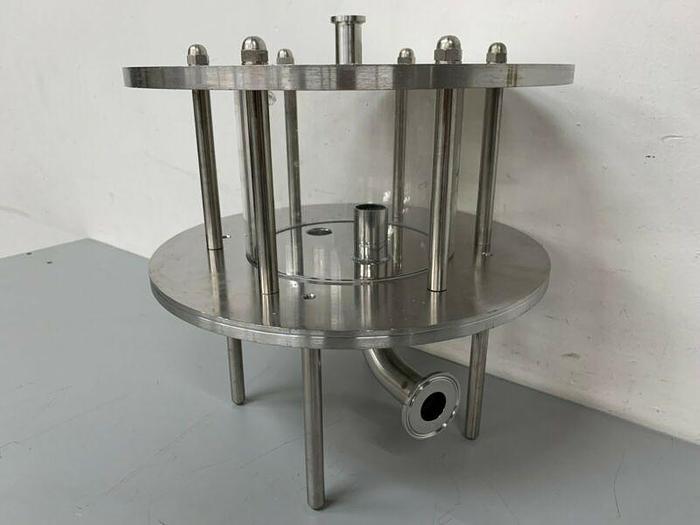 Used Glass Chromatography Column 2.3 Liter Sample Tank w/ 1" & 3/4" Sanitary Fittings
