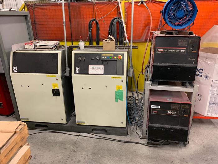 Used TEC WELD FANUC ROBOTIC DUAL TRUNION WELDING CELL WITH 2 FANUC ARCM