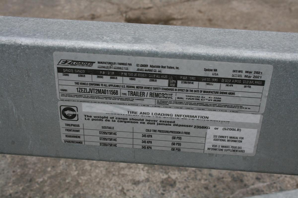 2021 EZ Loader Trailer TOEM102 21-24 5200