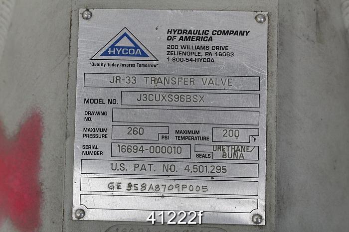 Used HYCOA J3CUXS96BSX Hand Operated 6" 3-Way Transfer Valve #41222