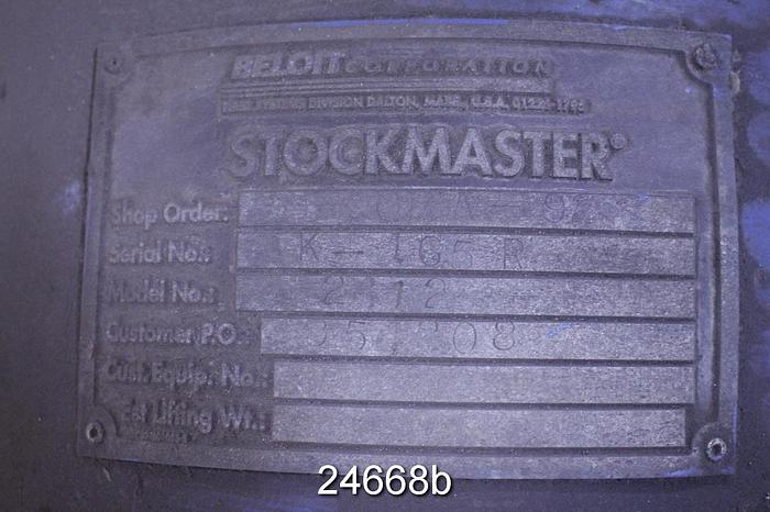 Used Beloit Stockmaster Conical Refiner, Model 2412 #24668